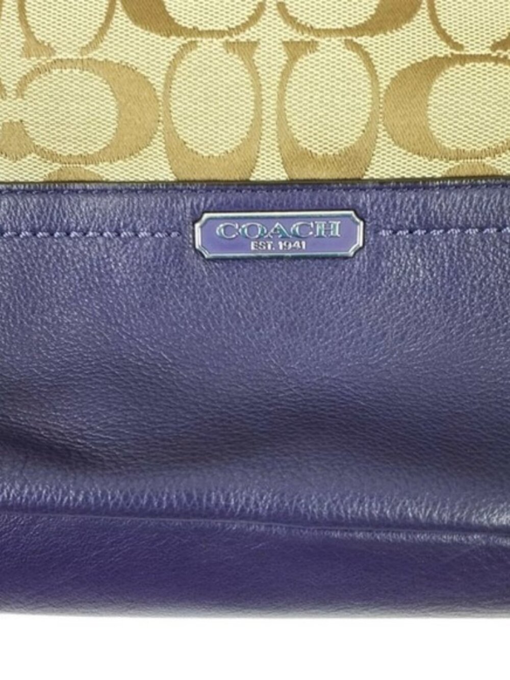 Coach F23279 Signature Park Khaki Indigo Hobo Shoulder Bag Convertible - Picture 8 of 16